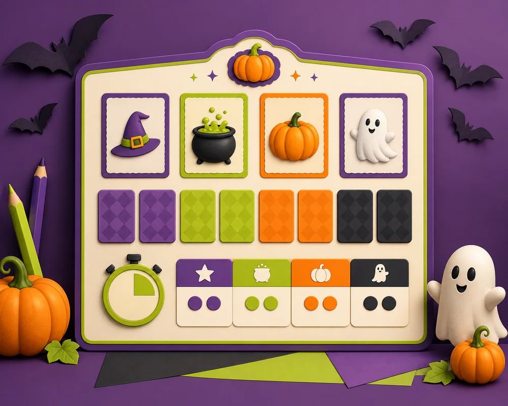 Teacher-friendly Halloween quiz and game template builder