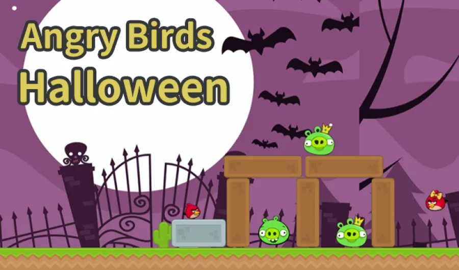 Angry Birds Halloween physics puzzle with pumpkins and spooky pigs