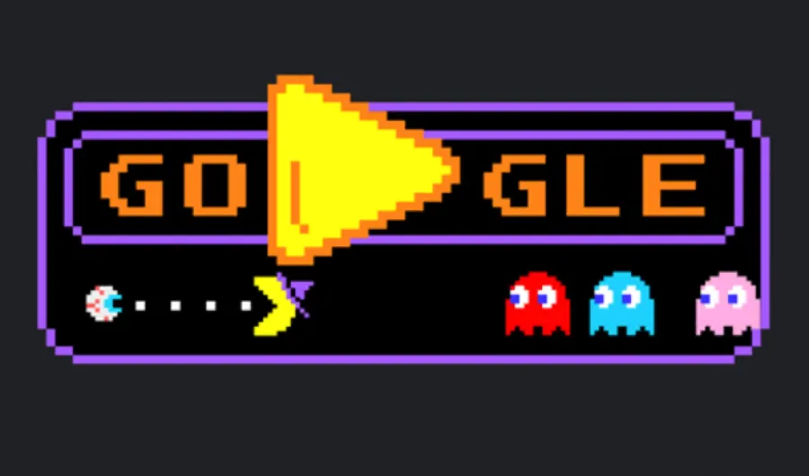 Google PAC-MAN 2025 Halloween maze with colorful ghosts