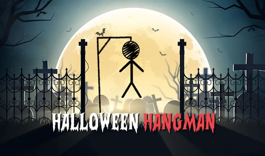 Halloween Hangman word puzzle with seasonal decorations
