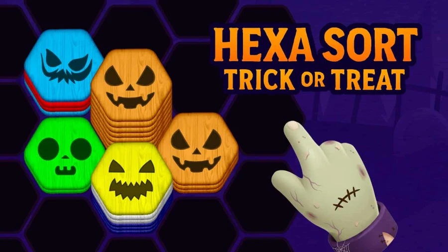 Hexa Sort Trick or Treat colorful Halloween sorting puzzle