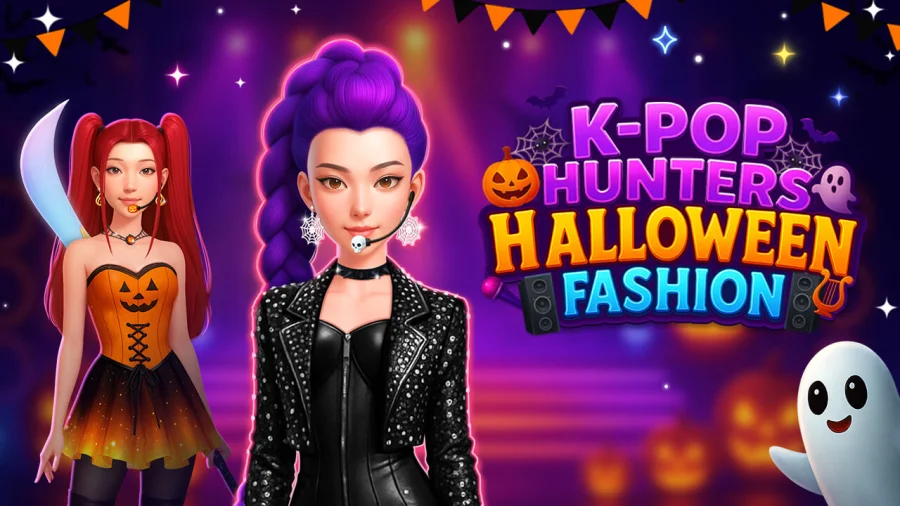K-Pop Hunter Halloween Fashion dress-up game with gothic outfits