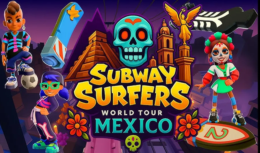 Subway Surfers Halloween 2025 game in a decorated Mexico City setting
