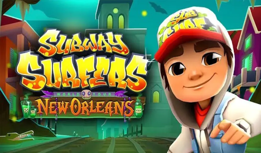 Subway Surfers New Orleans running through Halloween decorated tracks
