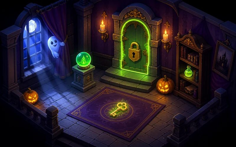 Haunted House Escape browser puzzle game in a moonlit manor